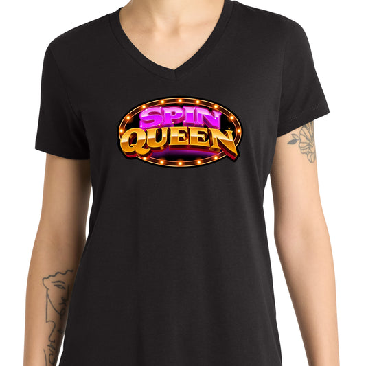 SpinQueen Women’s V-Neck T-Shirt - Black