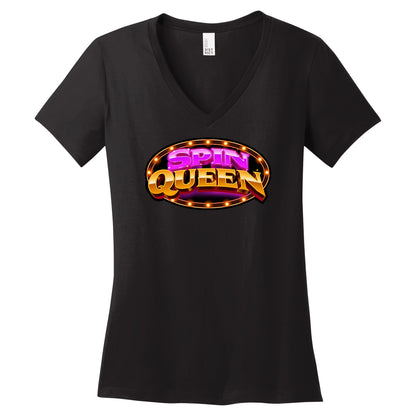 SpinQueen Women’s V-Neck T-Shirt - Black