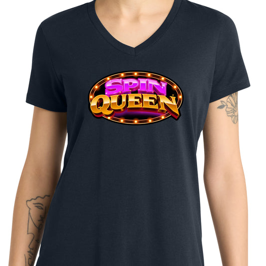 SpinQueen Women’s V-Neck T-Shirt - Navy
