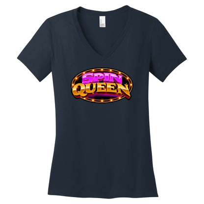 SpinQueen Women’s V-Neck T-Shirt - Navy
