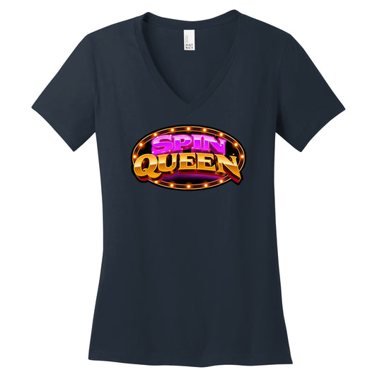 SpinQueen Women’s V-Neck T-Shirt - Navy