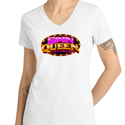 SpinQueen Women’s V-Neck T-Shirt - White