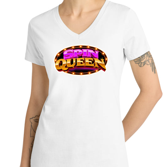 SpinQueen Women’s V-Neck T-Shirt - White