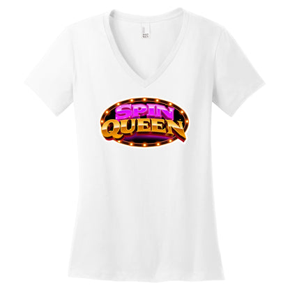 SpinQueen Women’s V-Neck T-Shirt - White